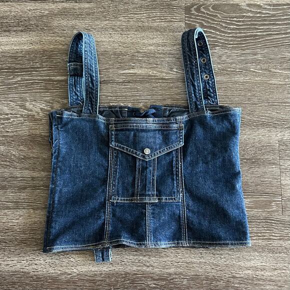 NWOT Jaded London Denim Corset Top Lace-Up Utility Pocket Y2K Jean Bustier US 6 - Picture 12 of 16